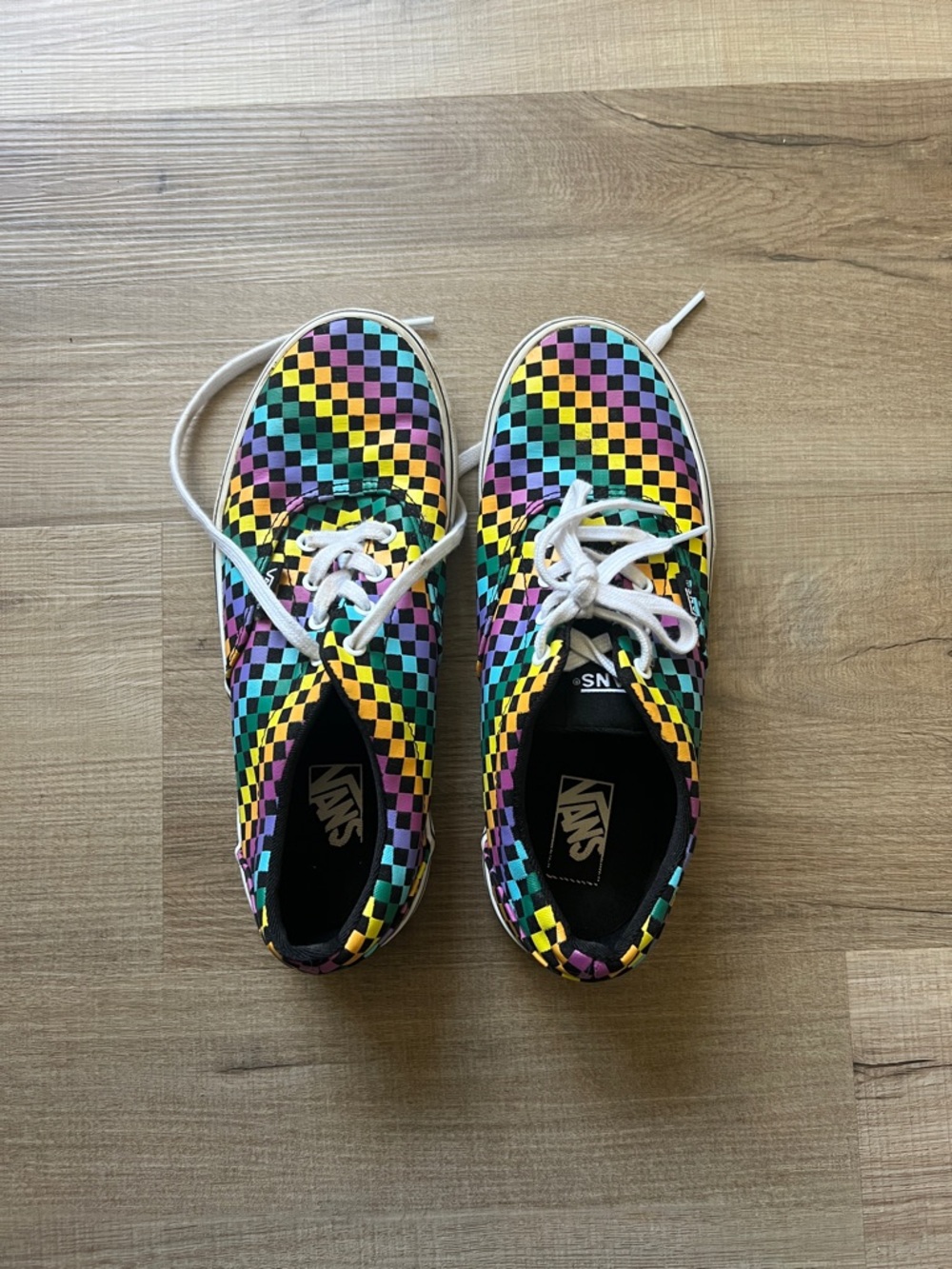 Vans Kids Checkerboard Low Top Sneakers in Yellow, Purple, Teal, Black